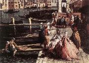 MARIESCHI, Michele The Grand Canal at San Geremia (detail) sg Sweden oil painting artist